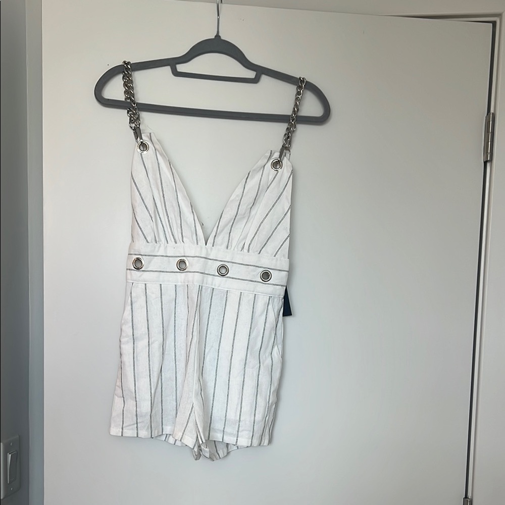 Carmar White Romper with Chain Straps